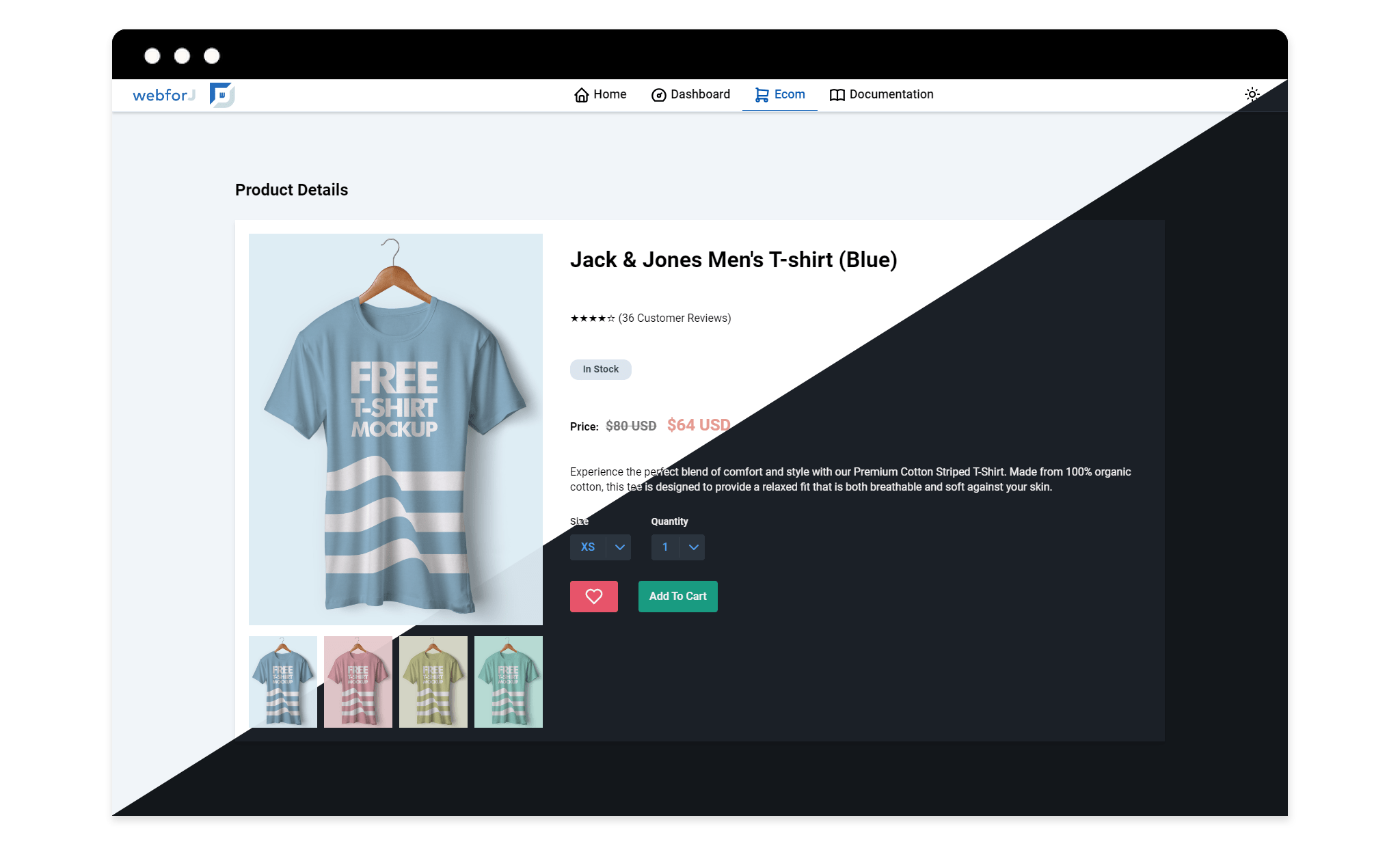 A screenshot of a ecommerce store built with webforJ